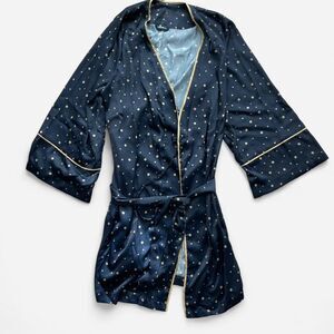 Summersalt Cloud 9 Silky Robe - Celestial Dot in Deep Sea & Gold